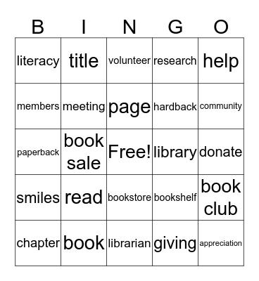SLH Auxiliary Bingo Card