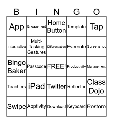 iPad Training Bingo Card