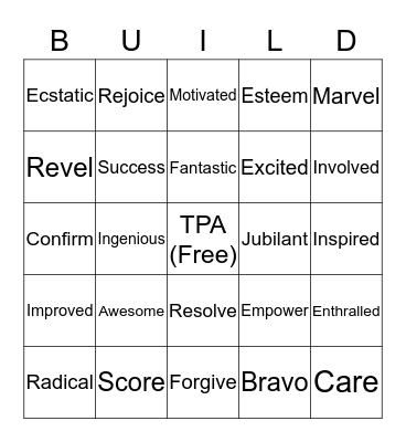 Team Building Bingo Card