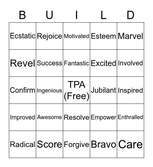 Team Building Bingo Card