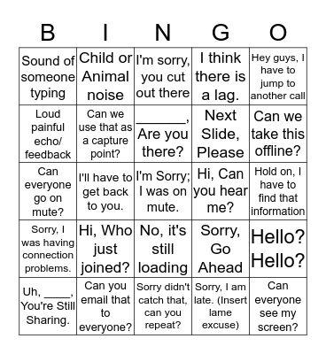 Conference Call Bingo Card