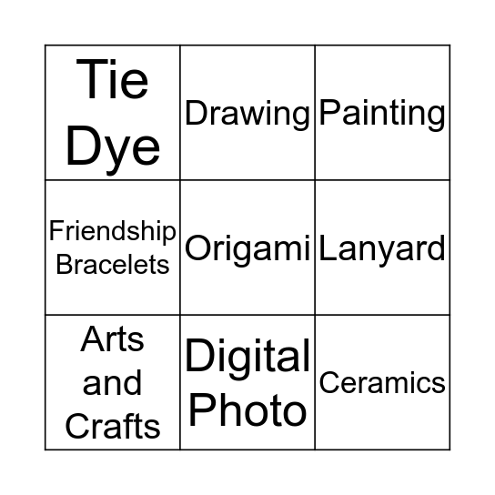 Fine Arts Bingo Card