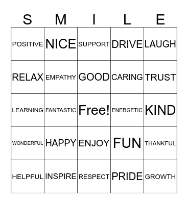 Motivational Bingo Card