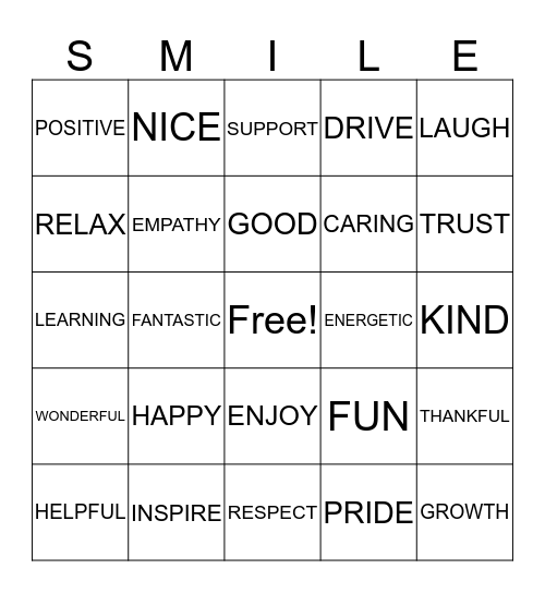 Motivational Bingo Card