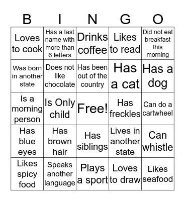 Find Someone Who... Bingo Card