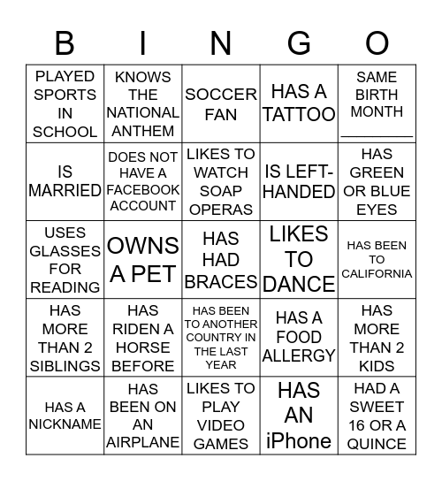 SILENT BINGO Card