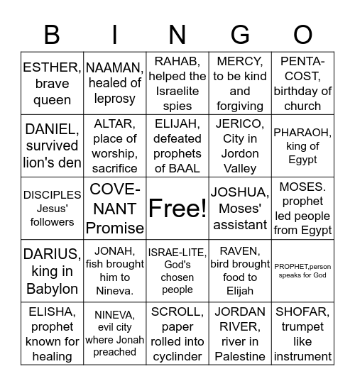 Bible Bingo Card