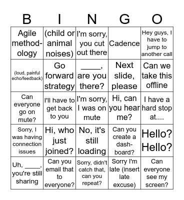 Conference Call Bingo Card