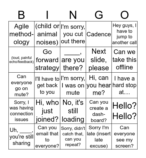 Conference Call Bingo Card