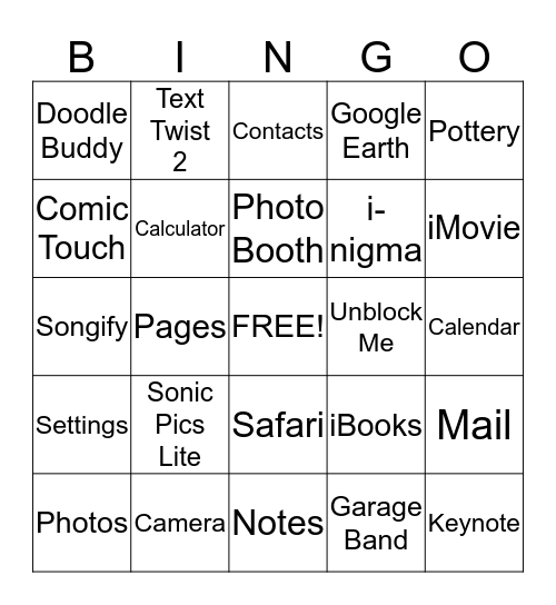 Bingo iPad Apps Bingo Card