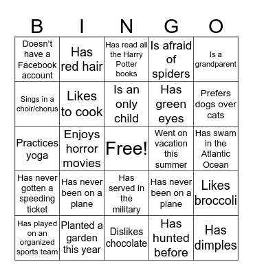 Faculty Assistant FActs Bingo Card