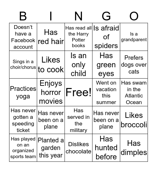 Faculty Assistant FActs Bingo Card