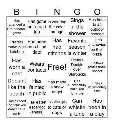 Faculty Assistant FActs Bingo Card