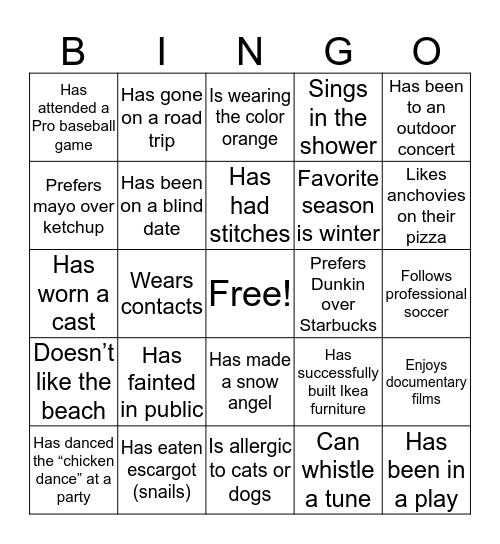 Faculty Assistant FActs Bingo Card