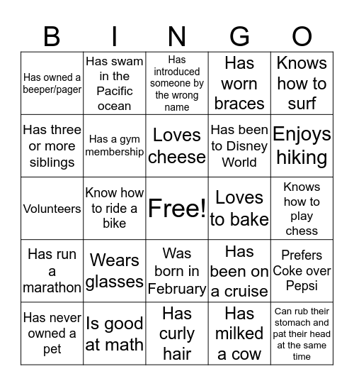 Faculty Assistant FActs Bingo Card