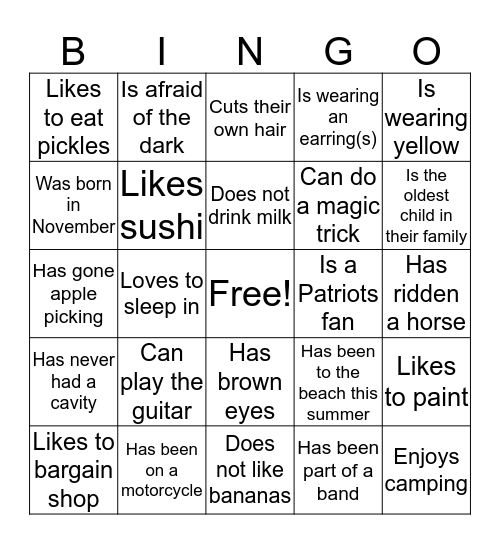 Faculty Assistant FActs Bingo Card
