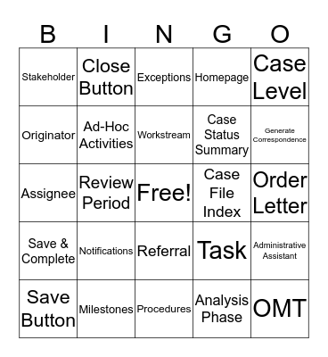 OMT Bingo Card