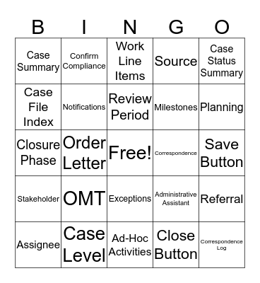 OMT Bingo Card