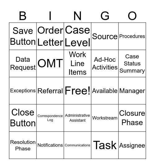 OMT Bingo Card