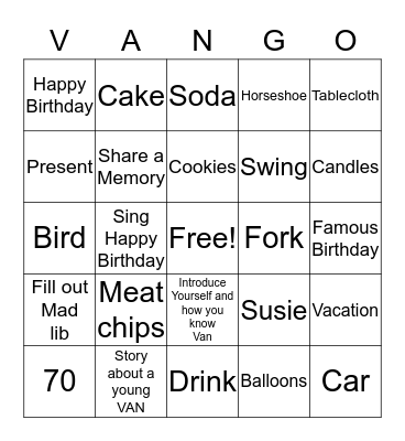 VAN BinGogh Bingo Card
