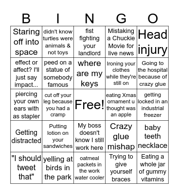 Big Old Idiot Bingo  Bingo Card
