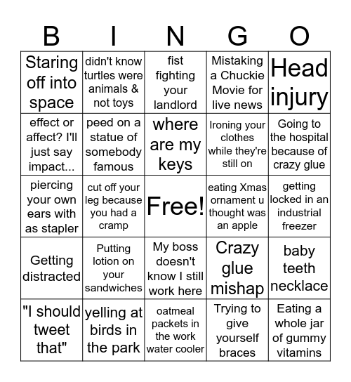 Big Old Idiot Bingo  Bingo Card