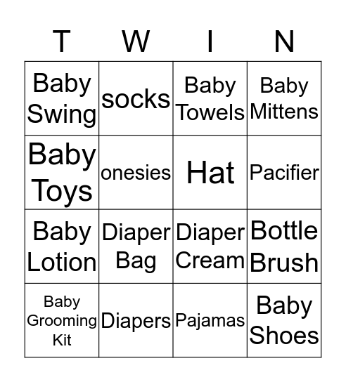 Baby Bingo Card