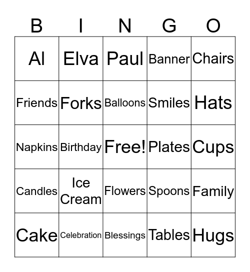 Birthday Celebration Bingo Card
