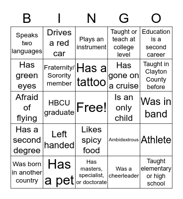 Get to know your collegues Bingo Card