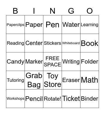 Tutoring Bingo Card