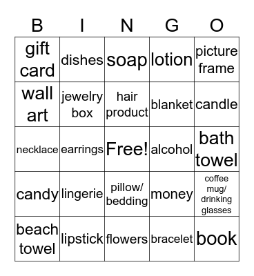 Amanda's Shower! Bingo Card