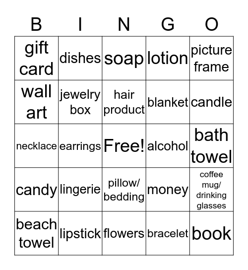 Amanda's Shower! Bingo Card