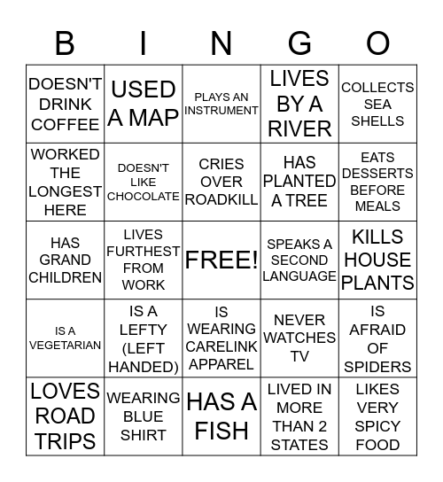 CARELINK BBQ BINGO  Bingo Card