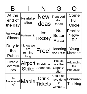 ITE/Canadian ITE (CITE) 2017 Annual Meeting Bingo Card