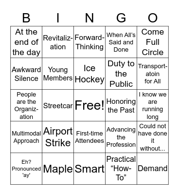 ITE/Canadian ITE (CITE) 2017 Annual Meeting Bingo Card