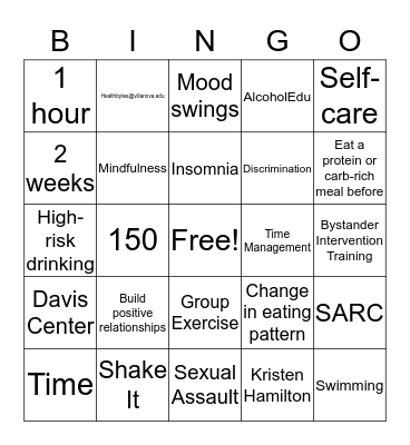 Got Health? Bingo Card