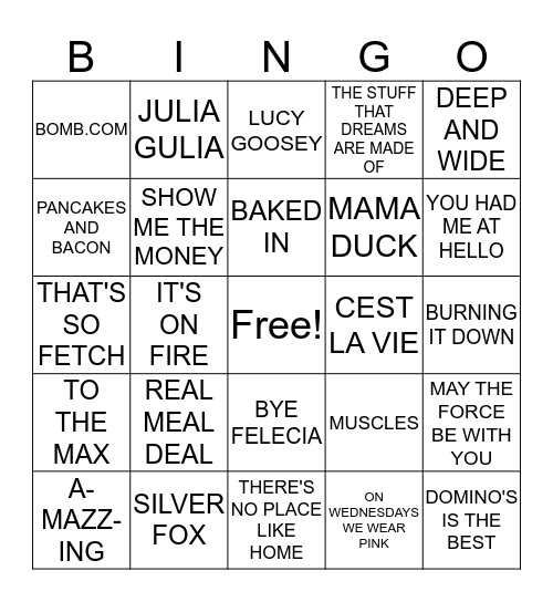 FRIDAY Bingo Card