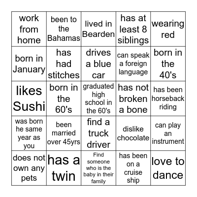 LAMBERT REUNION 2017 Bingo Card