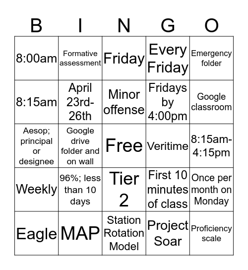 Carver BINGO!! Bingo Card