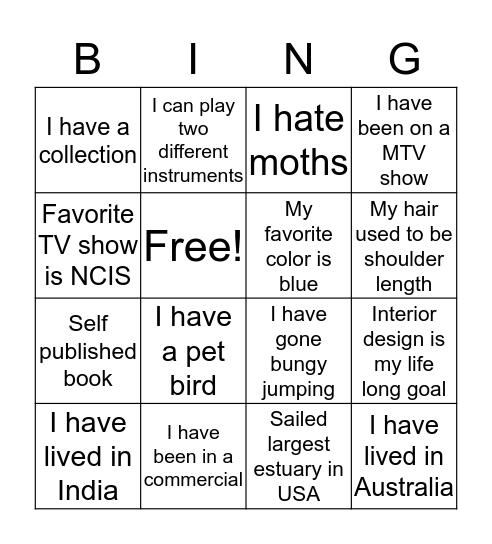 Green Team Bingo Card