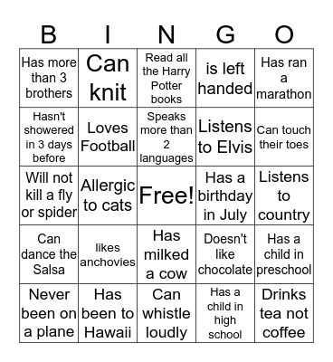 Life Church Picnic Bingo Card