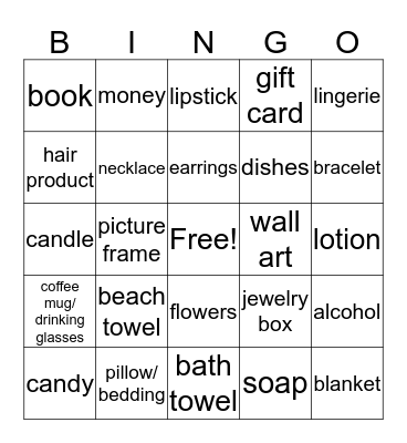 Amanda's Shower! Bingo Card