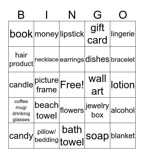 Amanda's Shower! Bingo Card