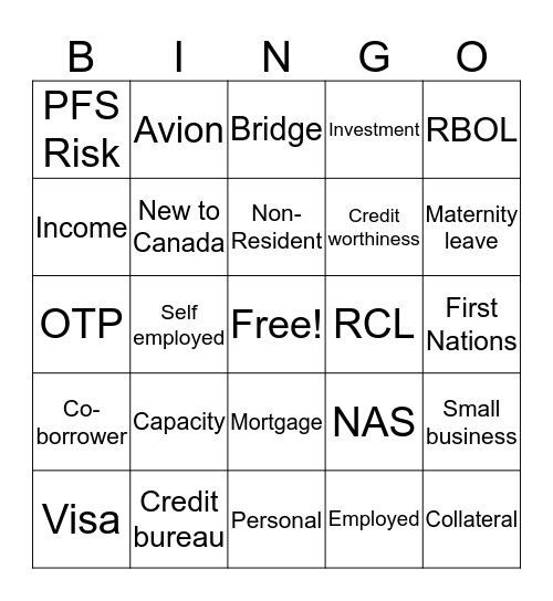 CAC Bingo Card