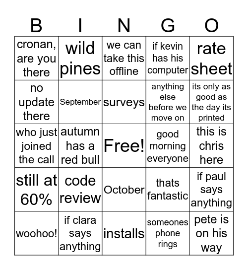 Conference Call Bingo Card