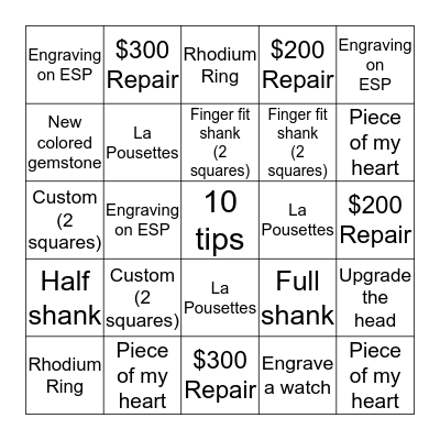Repair Bingo Card