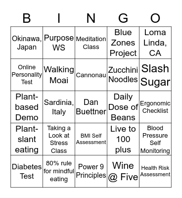 EUTF Blue Zones Approved Worksite  Bingo Card