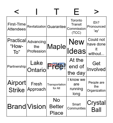 ITE/CITE 2017 Annual Meeting Bingo - Sponsored by the North Carolina Section of ITE (NCSITE) Bingo Card