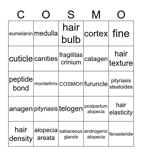 Properties of the Hair and Scalp Bingo Card