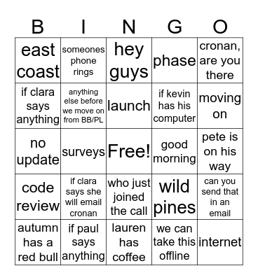 Conference Call Bingo Card